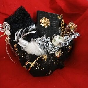 Elegant White Black and Gold Gift Basket Holiday Christmas